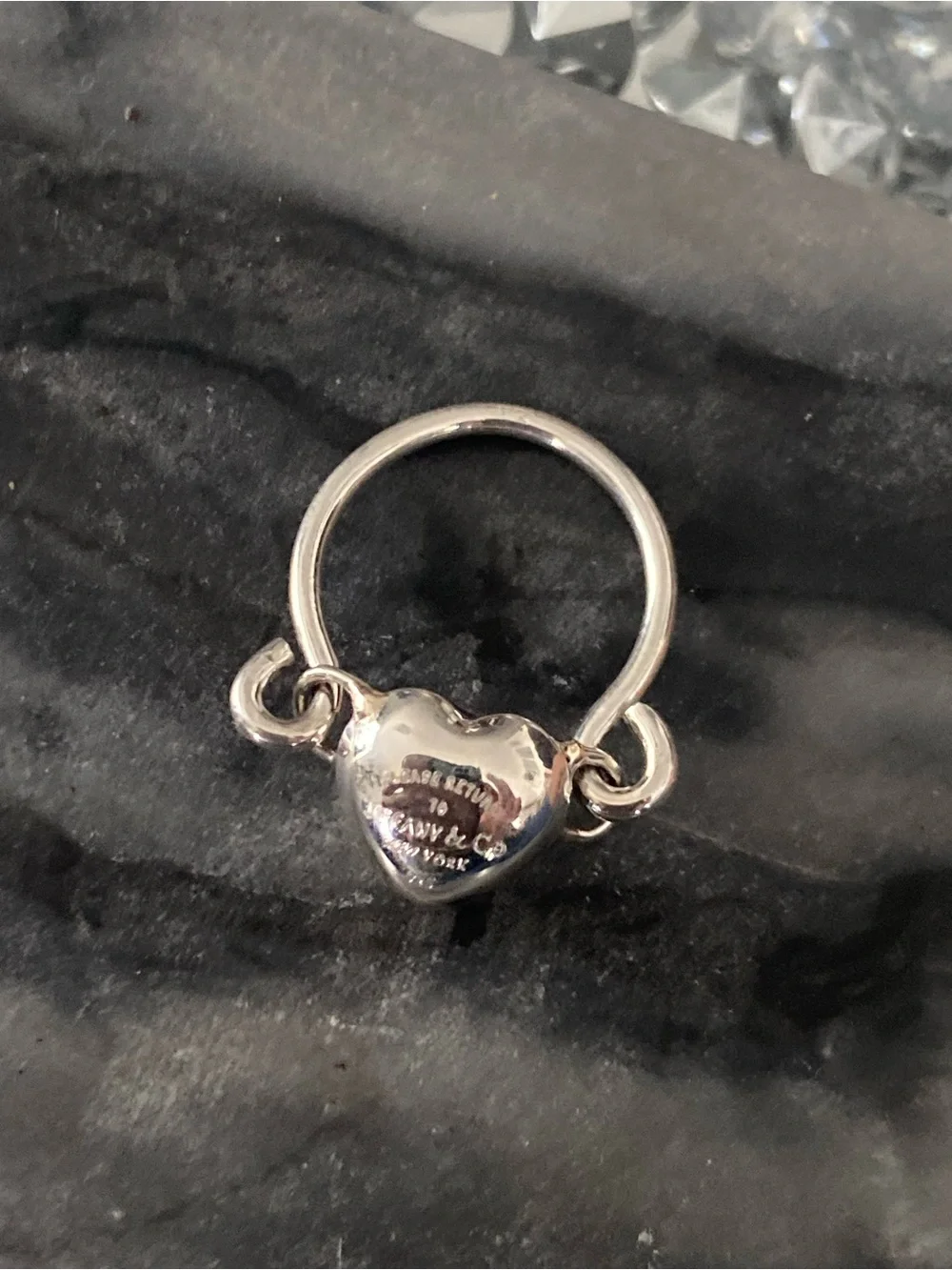 Sterling Silver Heart Tag Link Ring - Silver